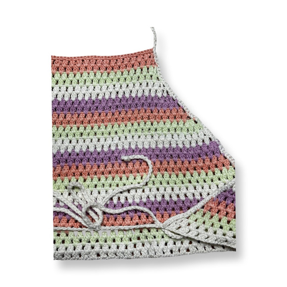 BP. Womens Crop Top Multicolor Stripe Halter Neck Crochet Backless Tie S New - Picture 6 of 10